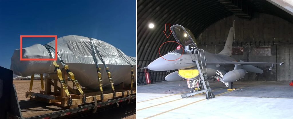 Антенній APX-119 на винищувачі на фюзеляжі F-16 з бази зберігання в Девіс-Монтен та італійського F-16ADF. Фото: HAULPRO TRANSPORT LLC/IAI