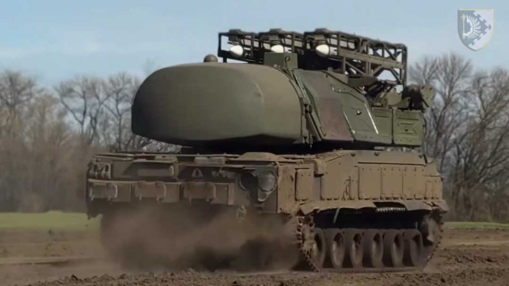 Ukrainian Buk-M1 air defense system with RIM-7 Sea Sparrow missiles. Still frame from a video by the Ukrainian Air Force