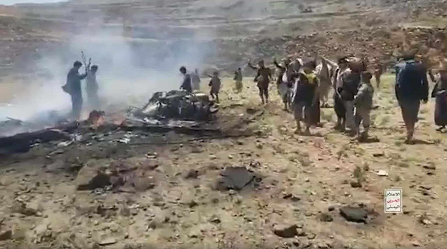 Wreckage of an MQ-9 Reaper shot down by the Houthis. Screenshot from MMY video