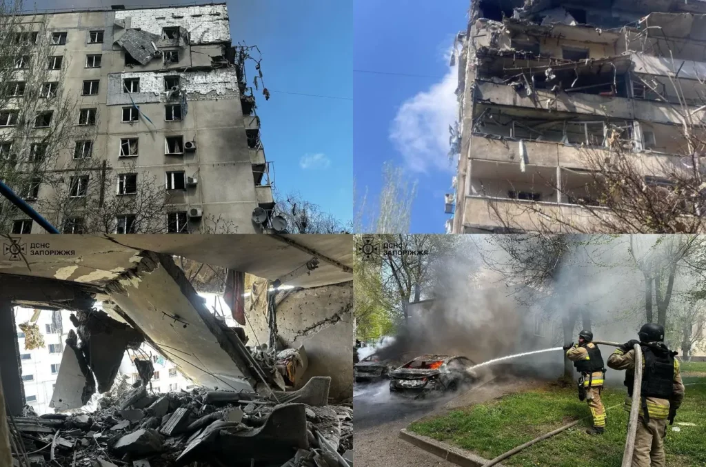Наслідки російського авіаудару по Запоріжжю. 22 квітня 2025. Фото: ДСНС області
