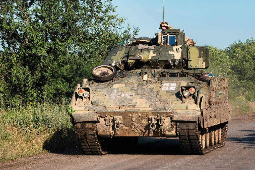 Ukrainian M2A2 Bradley infantry fighting vehicle of the 47th Motorized Rifle Brigade in the Zaporizhia direction, June 2023