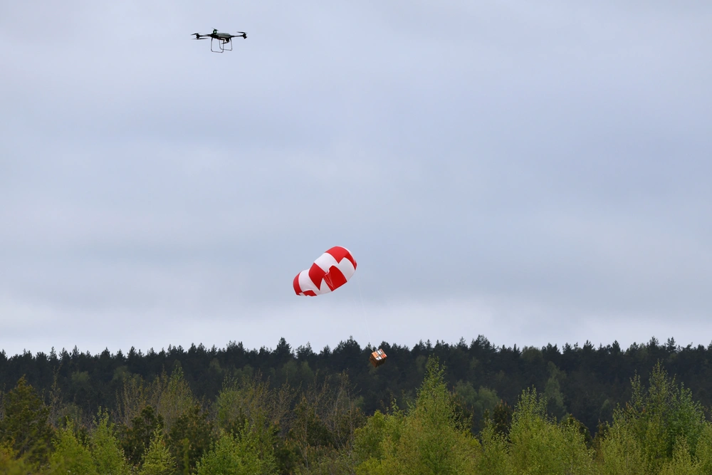 Medical supplies dropped by drone. Photo credits: Elena Baladelli