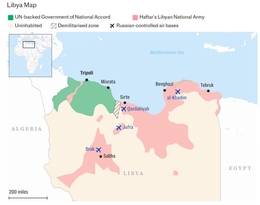 Map of territorial control by different administrations in Libya. Photo credits: Urich