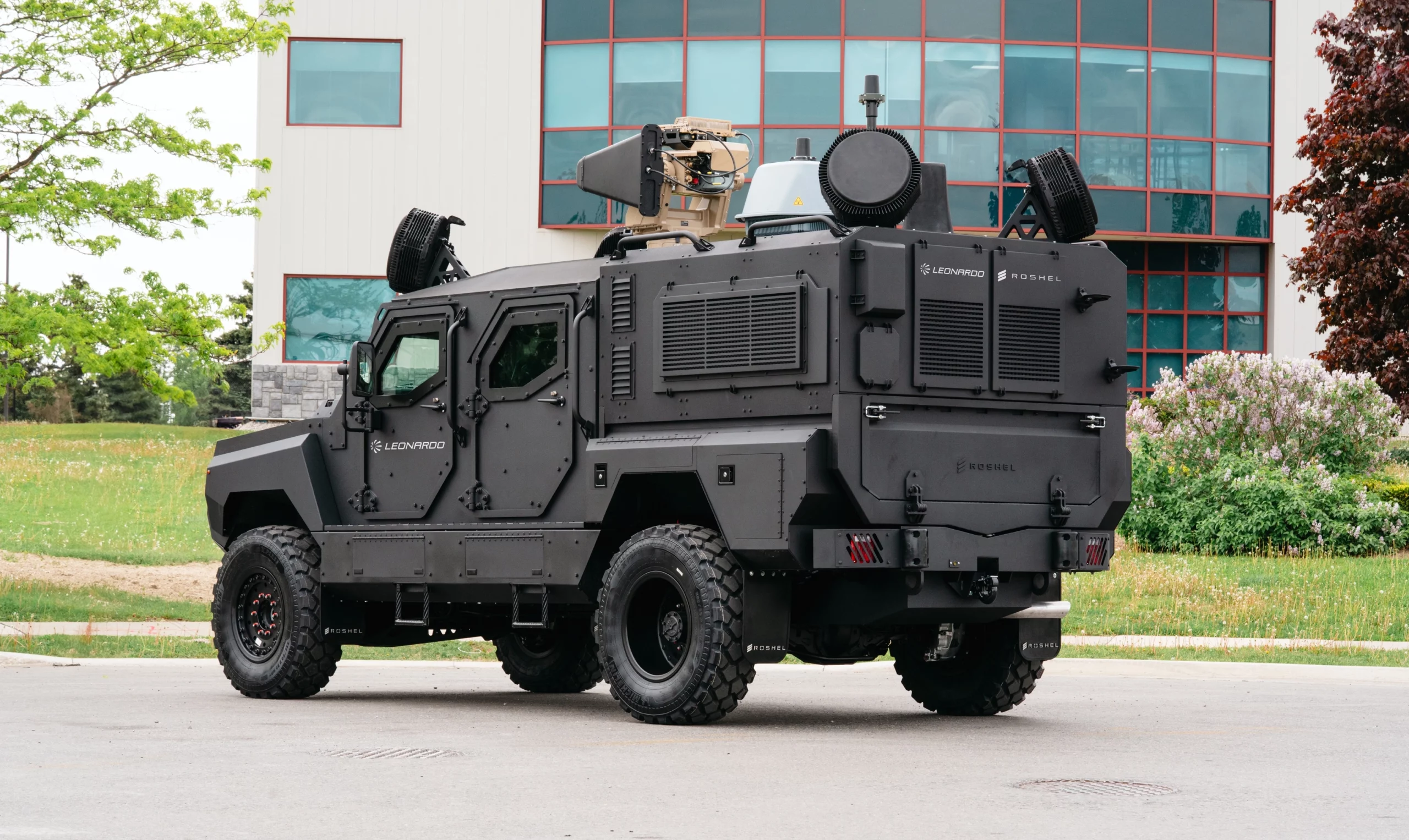 Senator MRAP armored vehicle with Falcon Shield system. Photo credits: Roshel