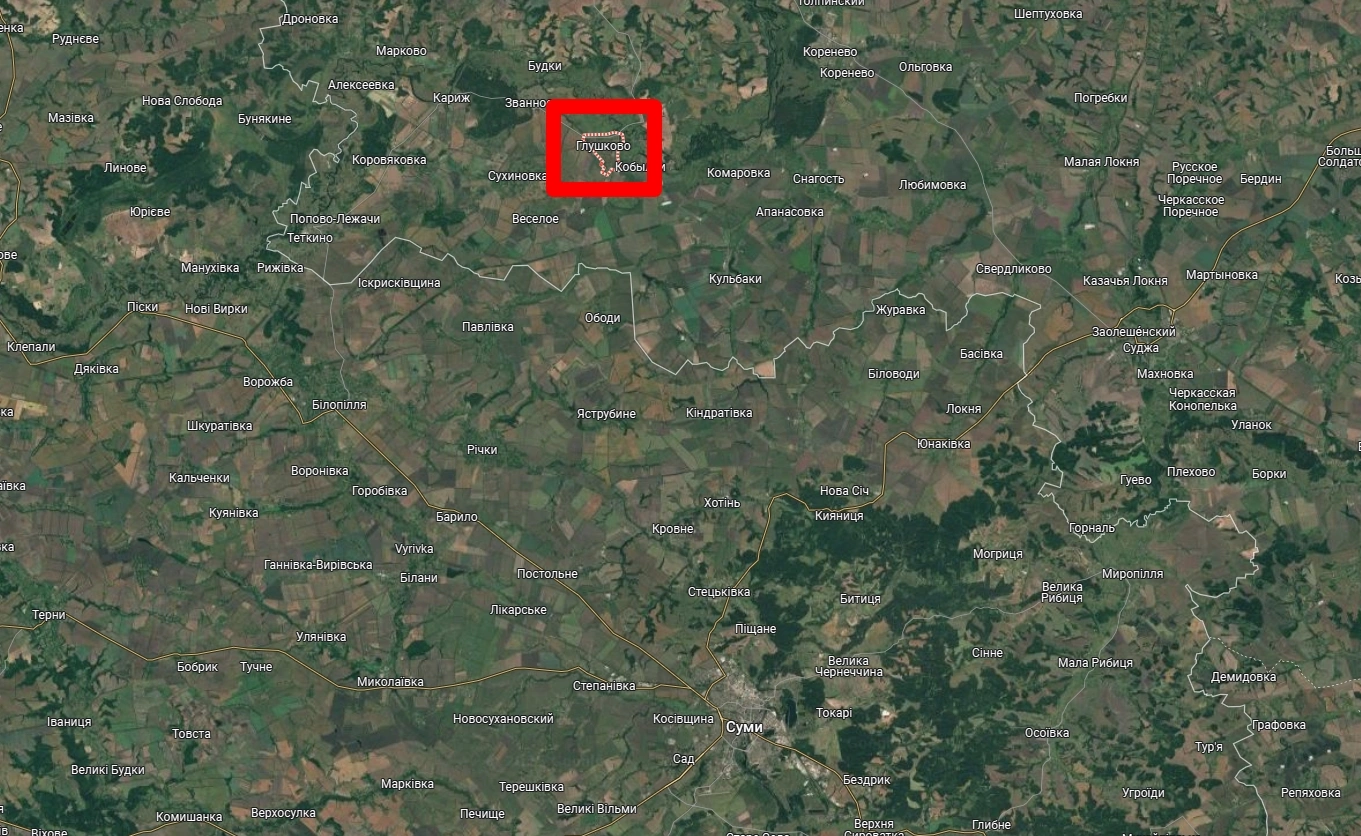 Село Глушково на мапі