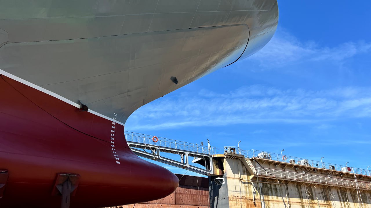 The launch ceremony of the landing ship Vladimir Andreev at the Yantar Shipyard. Photo credits: USC
