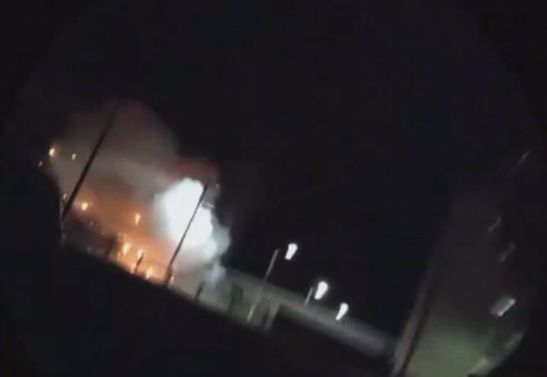 The moment of the drone explosion near the Buturlynovka airbase. Photo credits: local residents