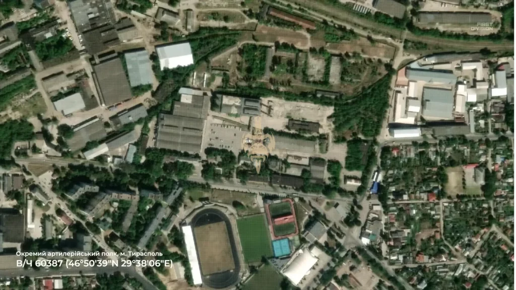 Окремий артилерійський полк (в/ч 60387, 46°50'39"N, 29°38'06"E). Джерело: First Division.