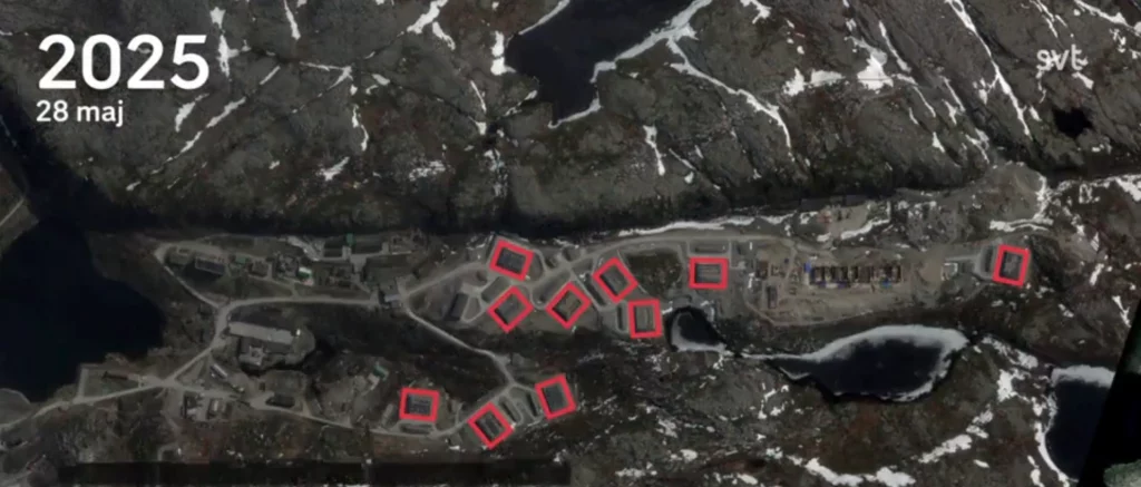 Нові сховиха для балістичних ракет на базї підводних човнів поблизу міста Гаджиево. Стоп-кадр з відео SVT