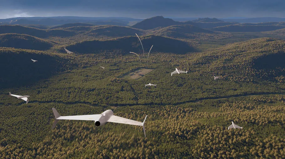 Перенасичення ворожого ППО реактивними БПЛА One Way Effector. Ілюстрація MBDA