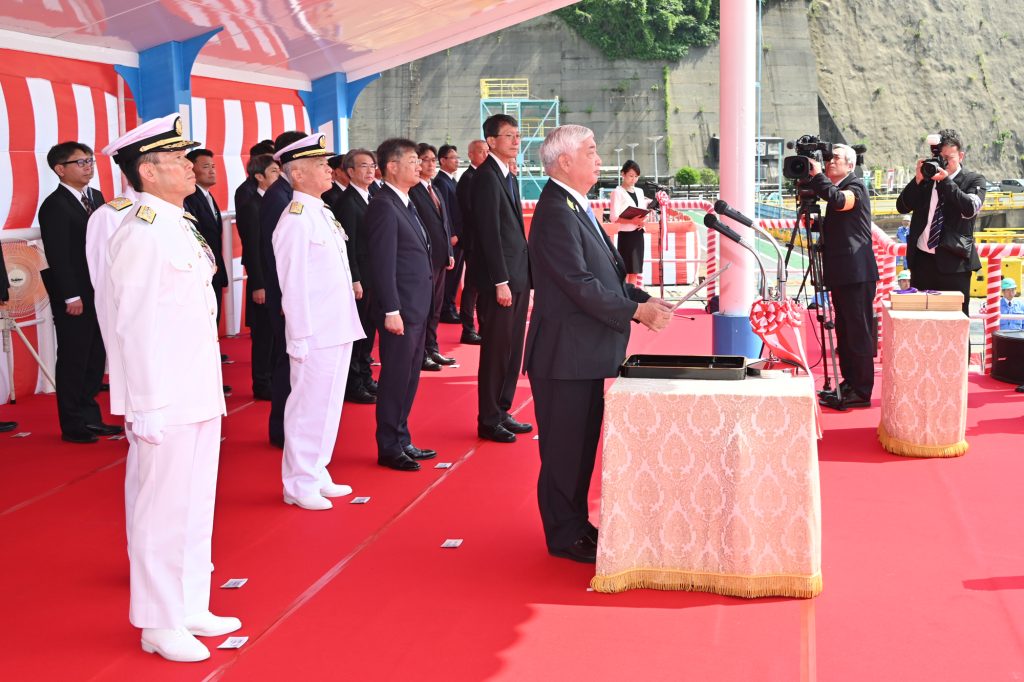 Церемонія спуску на воду 11 фрегата типу Mogami - JS Tatsuta. Фото: JMSDF