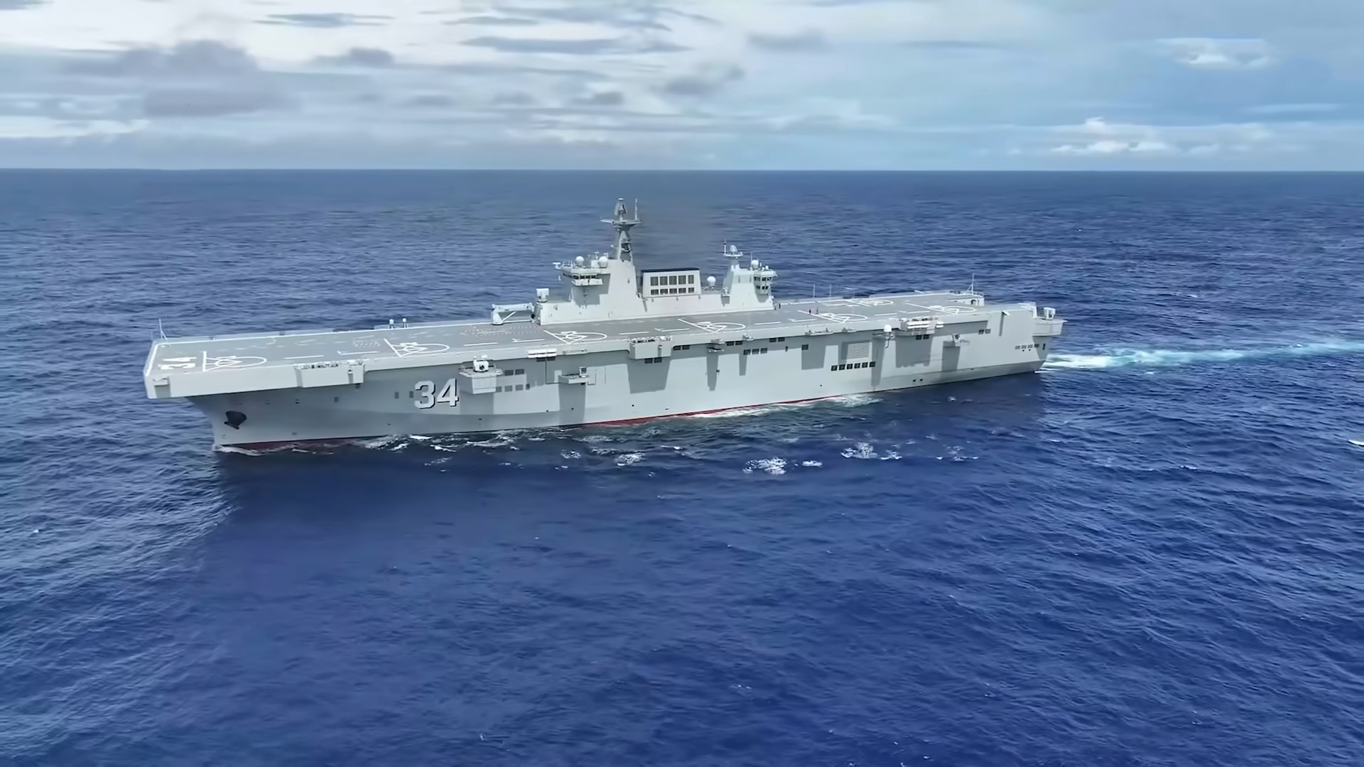 The Chinese Type 075 amphibious assault ship Hubei (No. 34). August 2025, China. Photo credits: globaltimes.cn