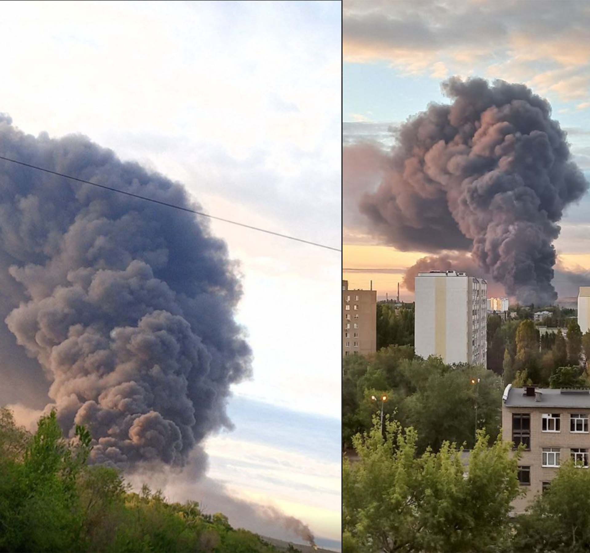 Fire on the territory of the Saratov refinery. 10/18/2025. Photo credits: Exilenova+.