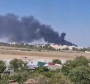 A fire near the airport in Simferopol. Photo credits: Crimean Wind