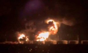 Fire at the Novoshakhtinsk refinery on the night of December 19, 2024. Photo credits: Astra