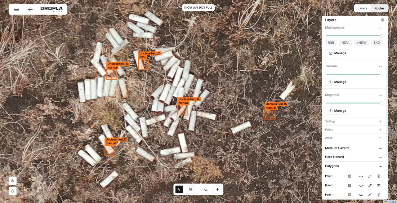 Рішення компанії Dropla Tech на основі ШІ, щодо виявлення вибухонебезпечних предметів та інших загроз. Зображення надане розробником 