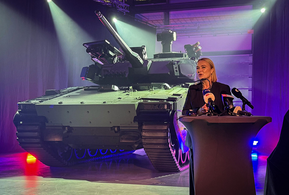 Minister of Defense of the Czech Republic Jana Černohova at the presentation of the CV9030CZ