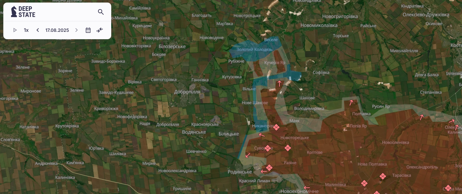 Місце прориву станом на 17.08.2025. Джерело: DeepState.