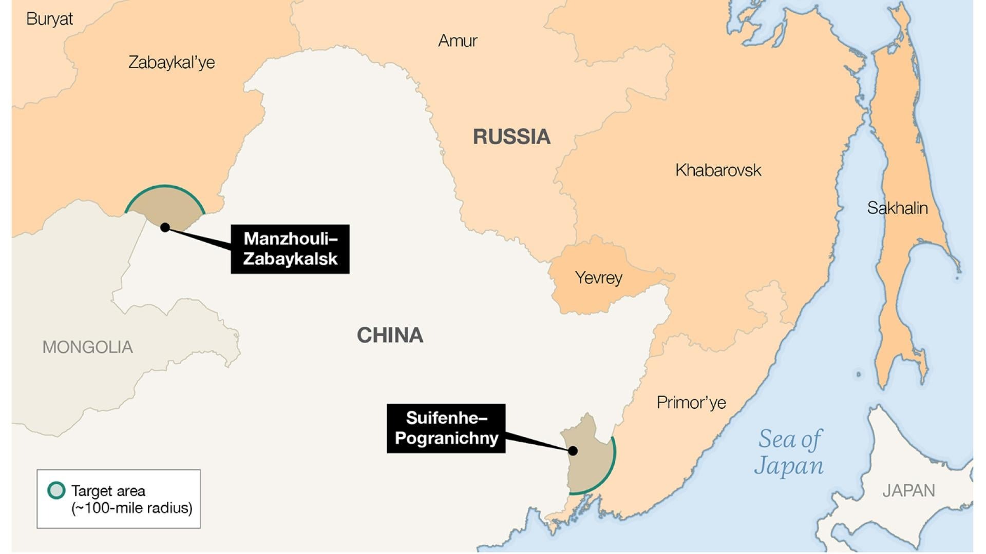 Стратегічні пункти перетину кордону між Китаєм та Росією на Далекому Сході