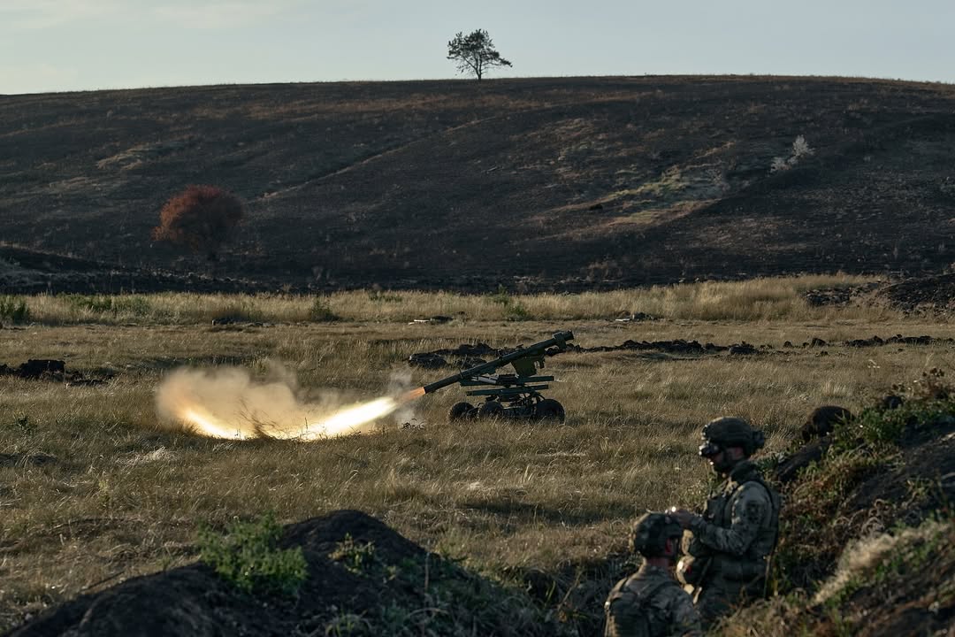 Test firing of a UGV equipped with a MANPADS developed by the 28th Separate Mechanized Brigade. Photo credits: libkos