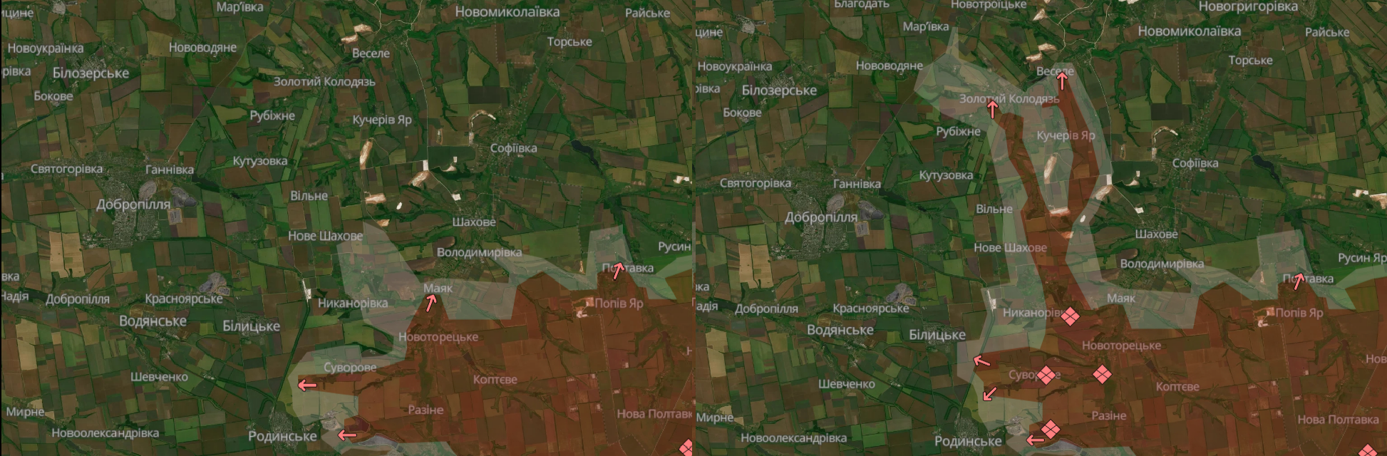 DeepState map comparison for August 7 and August 11