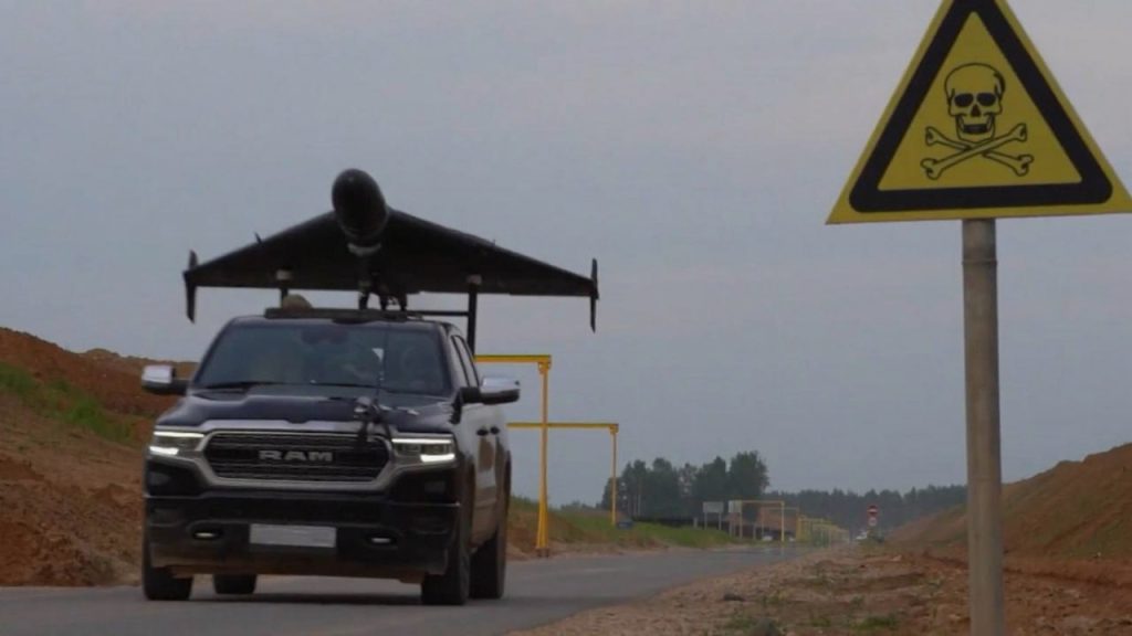 Dodge RAM 1500 SUVs with a Shahed-136/Geran-2 drone launcher, July 2025. Photo credits: Russian media
