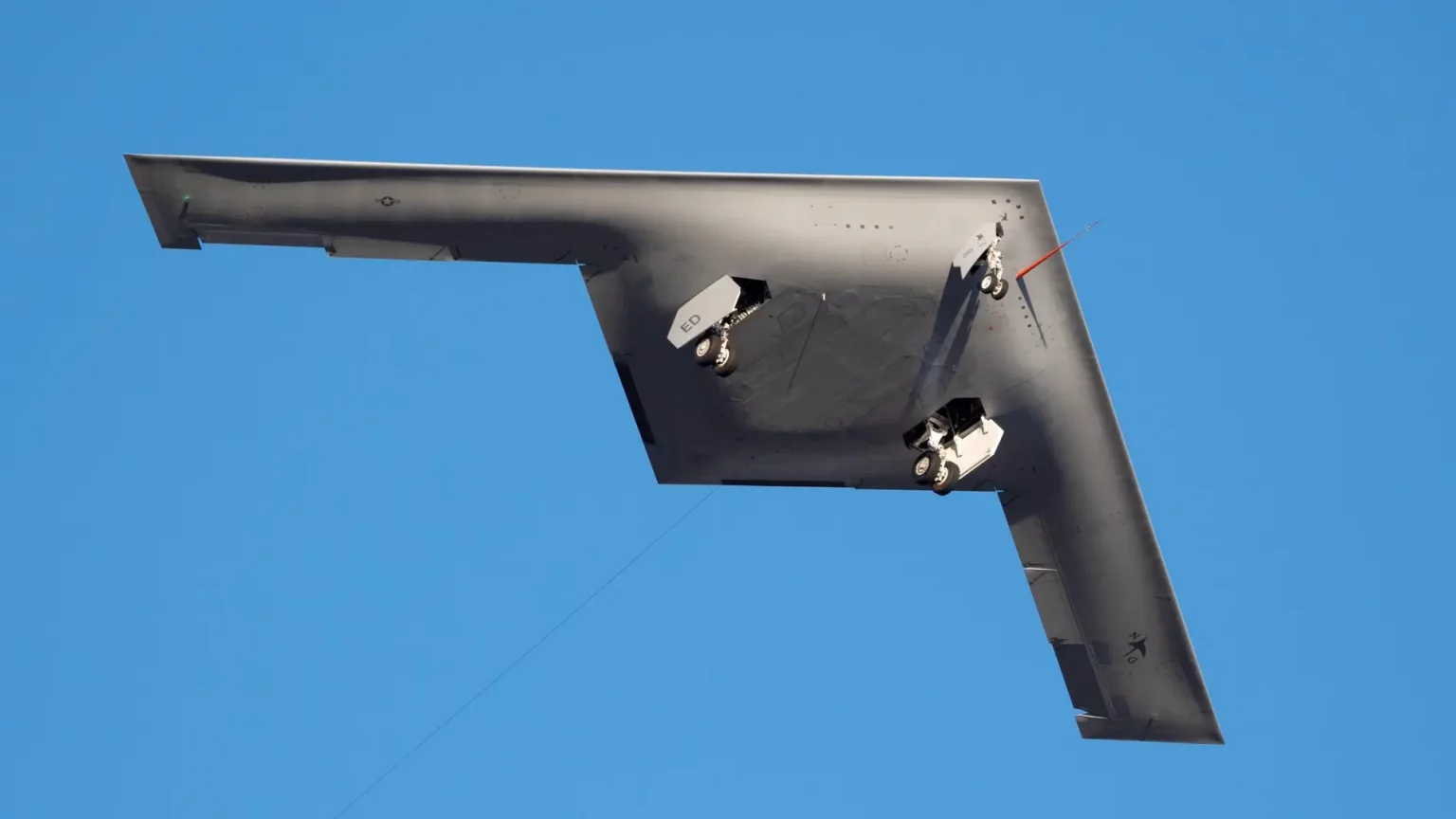 The first flight of the B-21 strategic bomber. Photo from social media