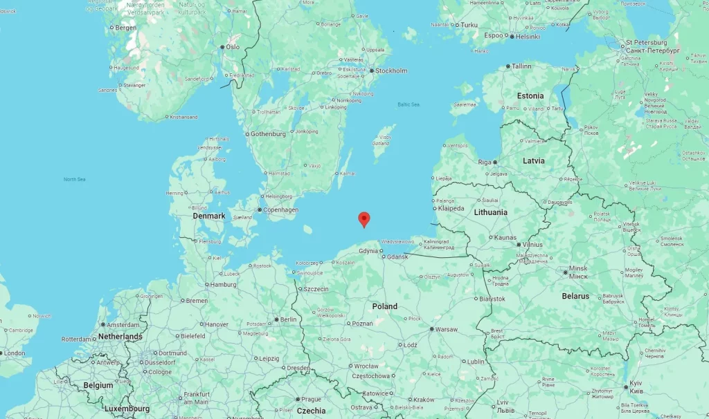 Місцезнаходження нафтової платформи "Петробалтік" у Балтійському морі. Фото Status-6