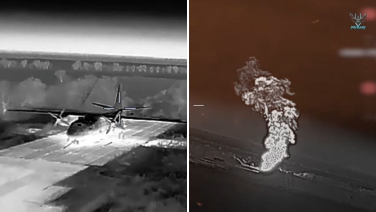 Другий уражений російський Ан-26 у Криму. Вересень 2025. Джерело: ГУР МО України