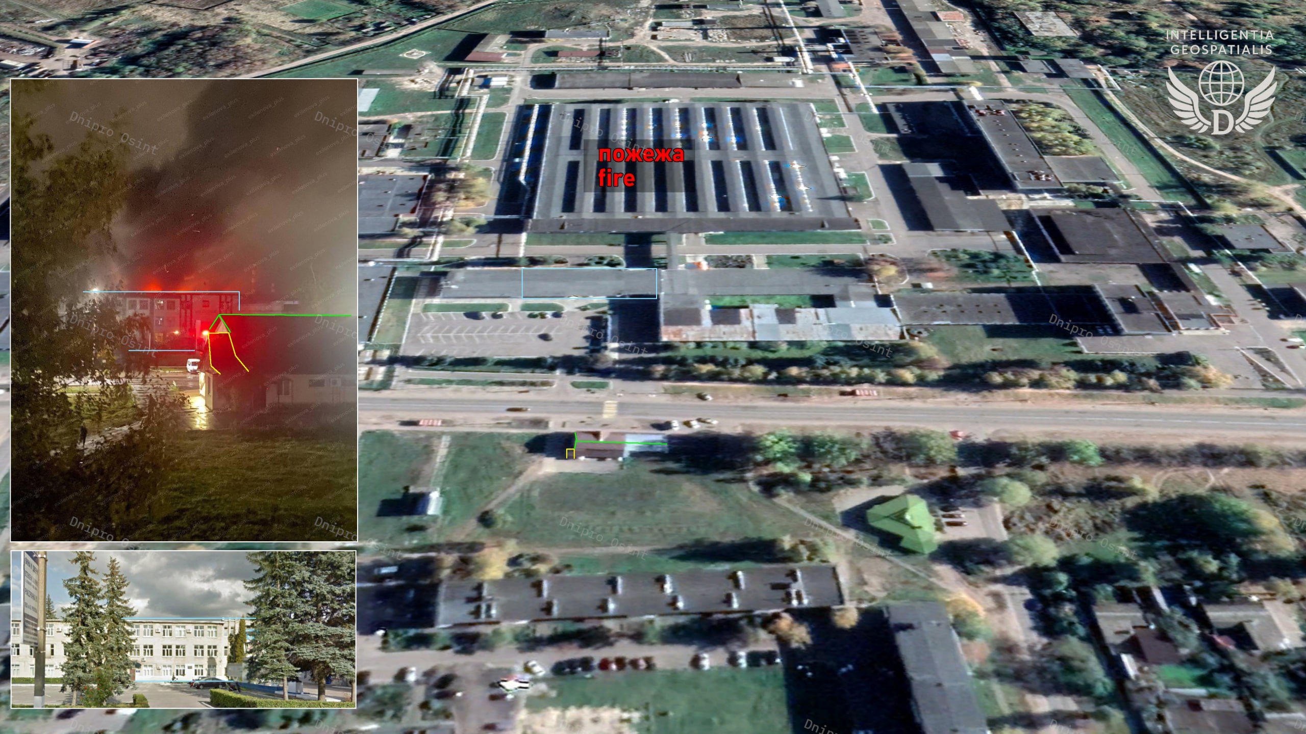 Місце пожежі на заводі «Электродеталь». Джерело: Dnipro Osint