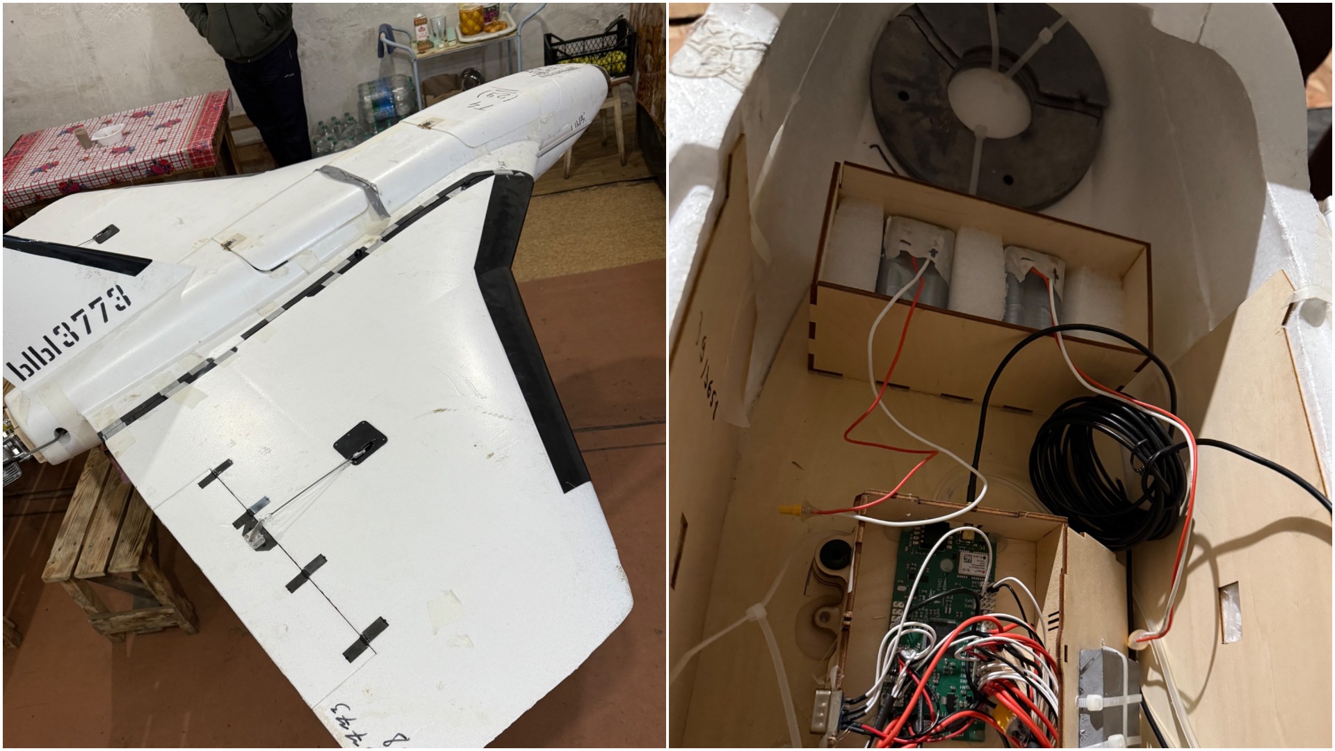 The Gerbera drone (and its nose part), which fell on the territory of Ukraine in December 2024. Photo credits: reibert.info