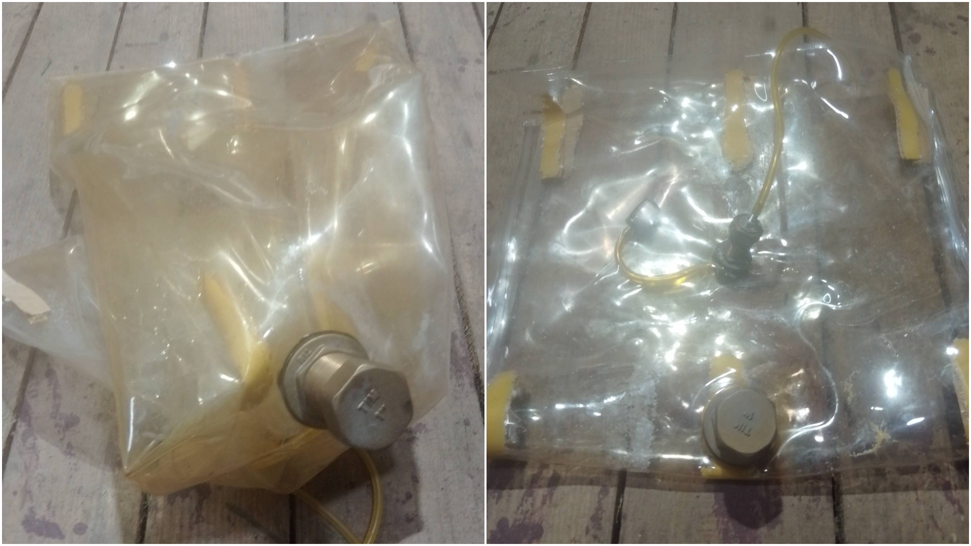 Flexible gasoline fuel tank of a Russian Gerbera drone that crashed in Ukraine. 2025. Photo credits: reibert.info