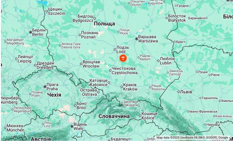 Населений пункт Мнішкув на мапі