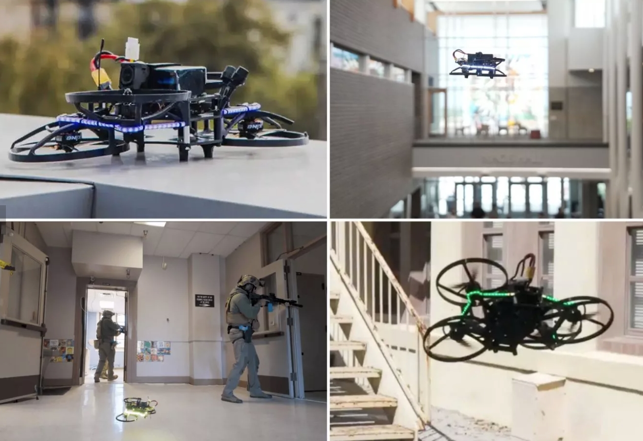 Навчання з протидії нападникам у школі з застосування FPV-дрона. Джерело: www.campusguardianangel.com