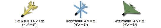 Три типи ударних безпілотників Cухопутних сил самооборнои у межах системи «Shield». Фото: MoD Japan