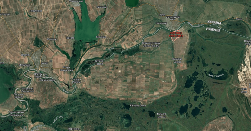 Район зникнення російського дрона над Румунією. Карта Google Maps