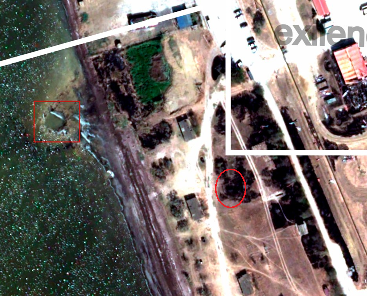 Craters from the Flamingo missile explosion near the FSS facility in Armyansk. Photo credits: Exilenova+