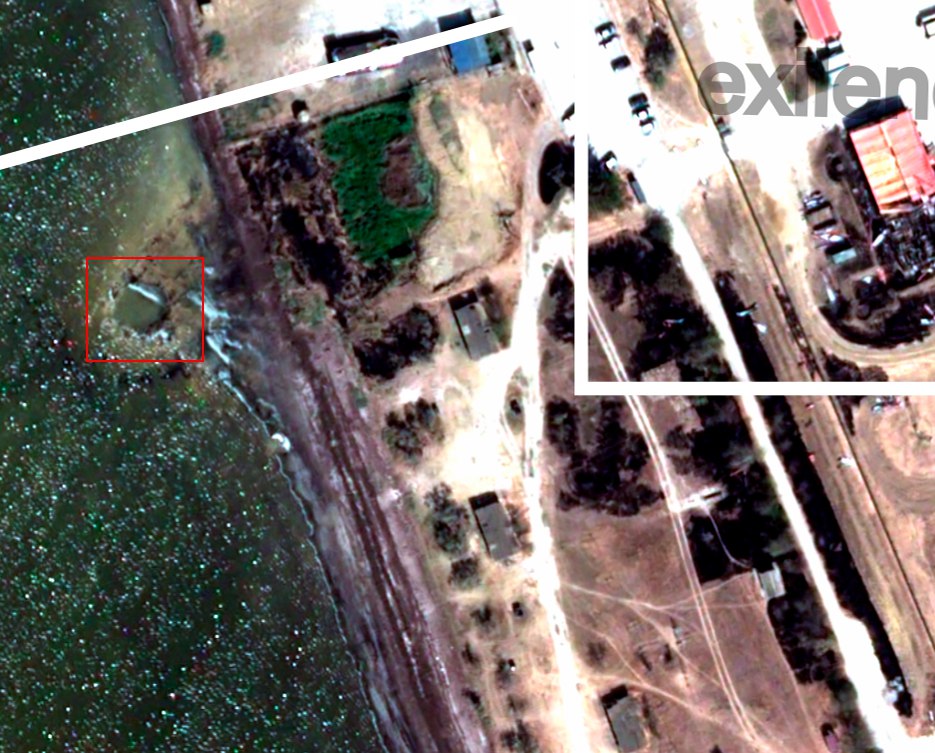 Crater from the Flamingo missile explosion near the FSS facility in Armyansk. Photo credits: Exilenova+