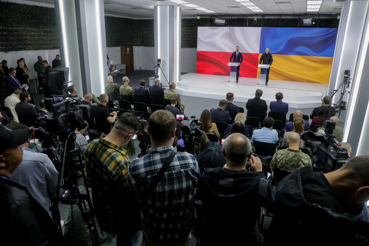 Press conference of the meeting of the Ukrainian and Polish defense ministers in Kyiv. September 2025. Photo credits: Ministry of Defense of Ukraine