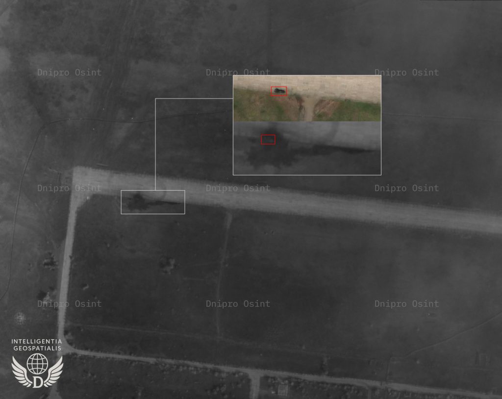 Уражена вогнева позиція російського ЗРГК "Панцирь-С1" в Луганському аеропорті, 23 вересня 2025. Фото: Dnipro Osint