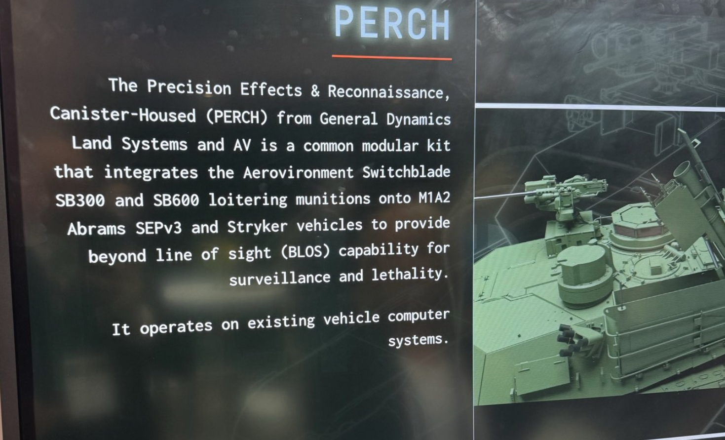 Модуль PERCH з дронами для танка Abrams. Джерело: Gregory Knowles