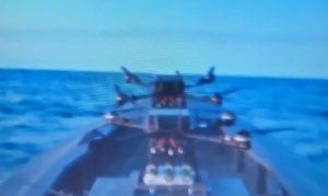 Ukrainian bomber drones on offshore platforms approaching the coast of Crimea. July 2025. Source: Lasar's Group / Militarnyi