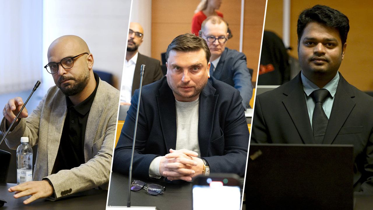 Капітан танкера Eagle S і двоє його помічників. 2025 рік. Фото: Yle