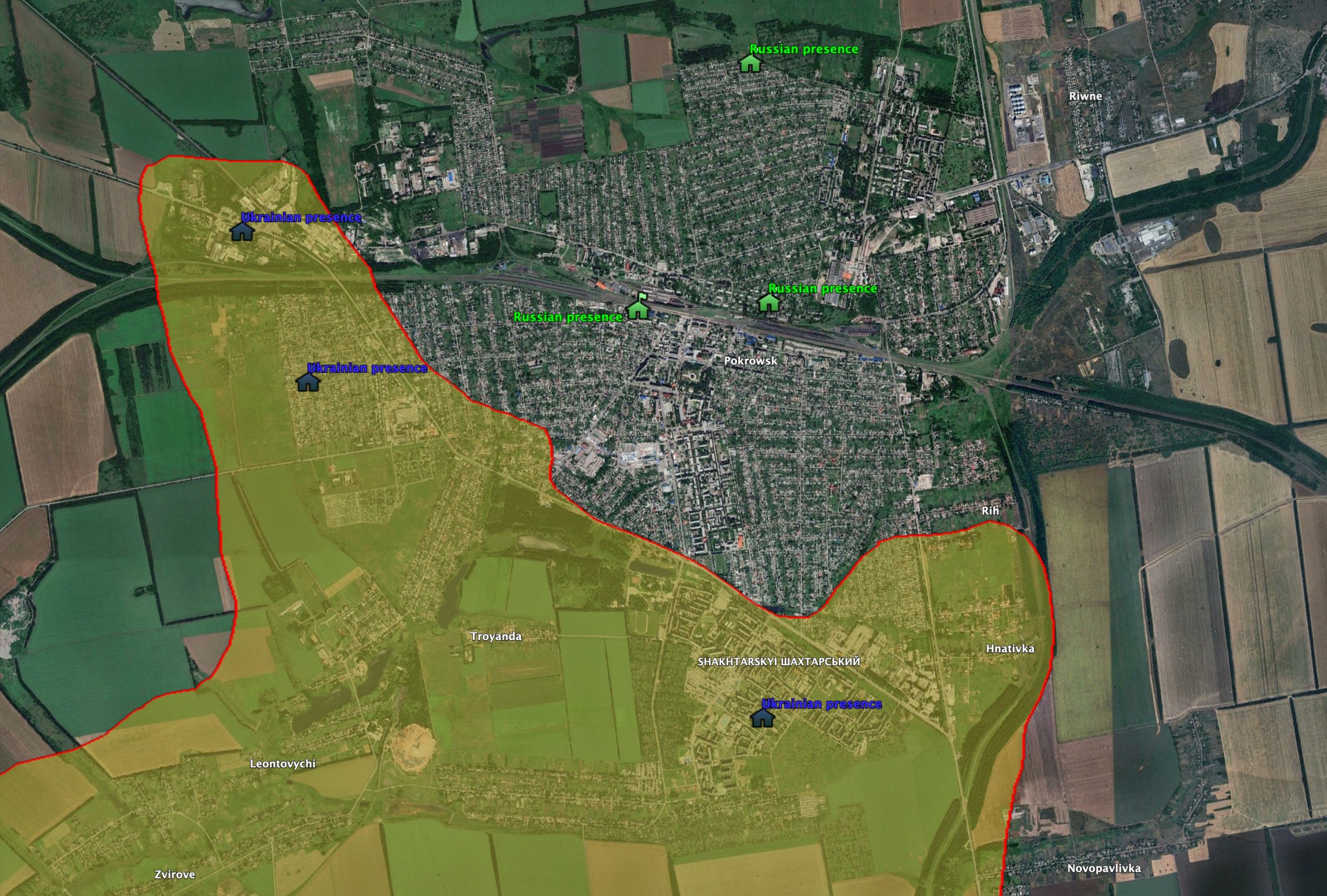 Карта ЛБЗ на Донеччині. Джерело: Х @JulianRoepcke