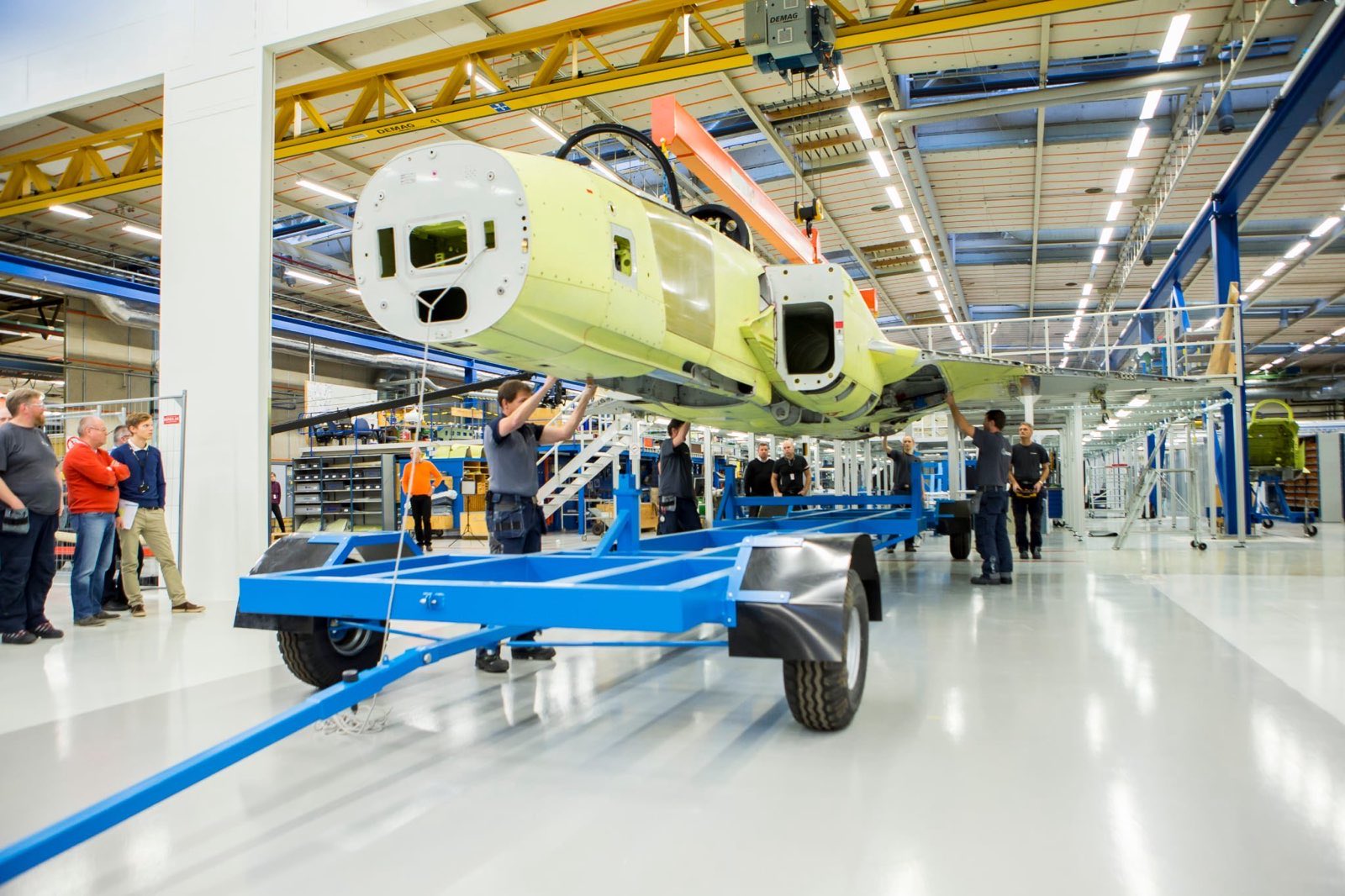 Assembly of the JAS 39 Gripen fighter jet at the SAAB factory. Photo credits: Paul Jonsson