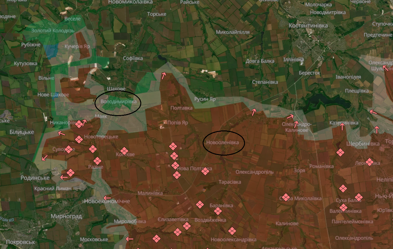 Massive Russian mechanized attack on the Pokrovske direction on 09.10.2025. DeepState map