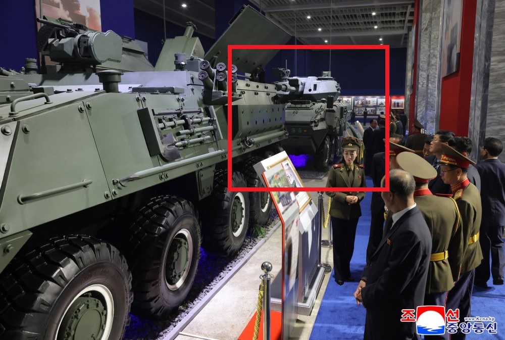 Wheeled armored personnel carrier with a turret. Photo credits: KCNA