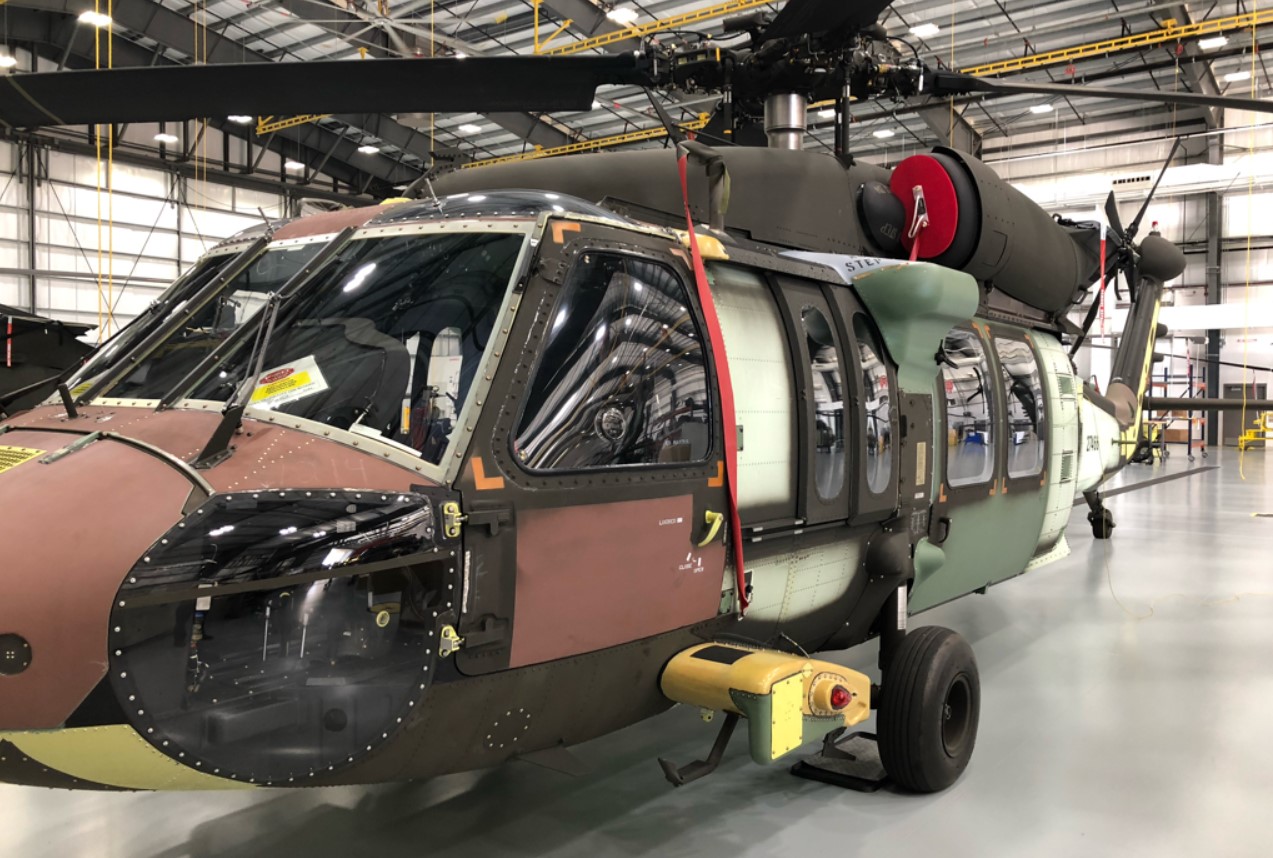 A UH-60 Black Hawk helicopter intended for Lithuania at a U.S. factory, August 2022. Photo credits: Lithuanian Ministry of Defense