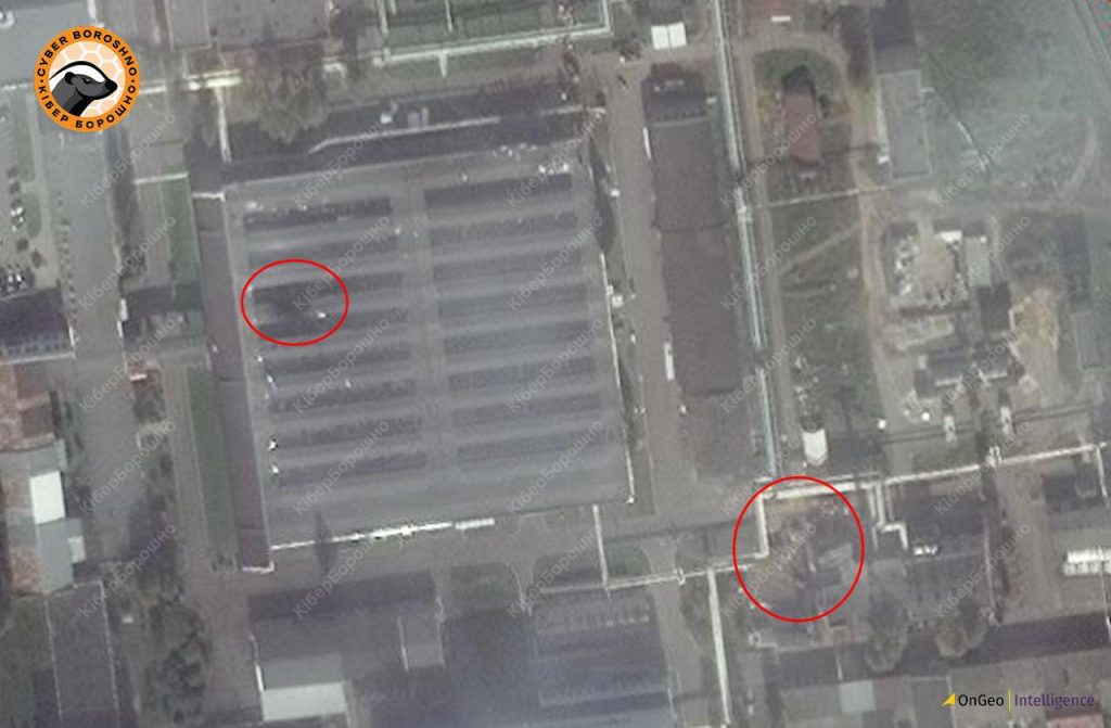 Супутникові знімки ураженого ракетами «Нептун» заводу «Электродеталь». Фото: Кіберборошно