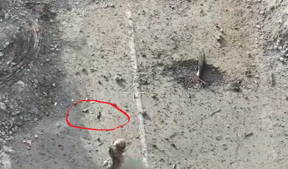 Момент скиду з дрона на солдата РФ. Джерело: Сили оборони Півдня України